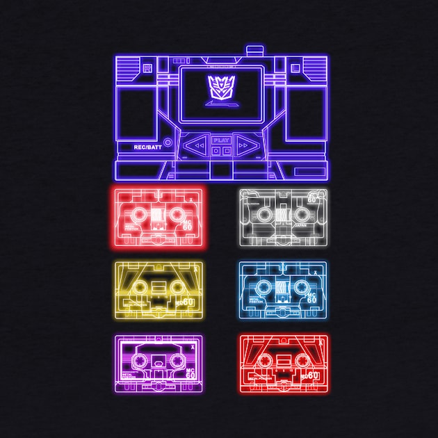 Masterpiece Soundwave and Cassettes Multicolour tron effect by Draconis130